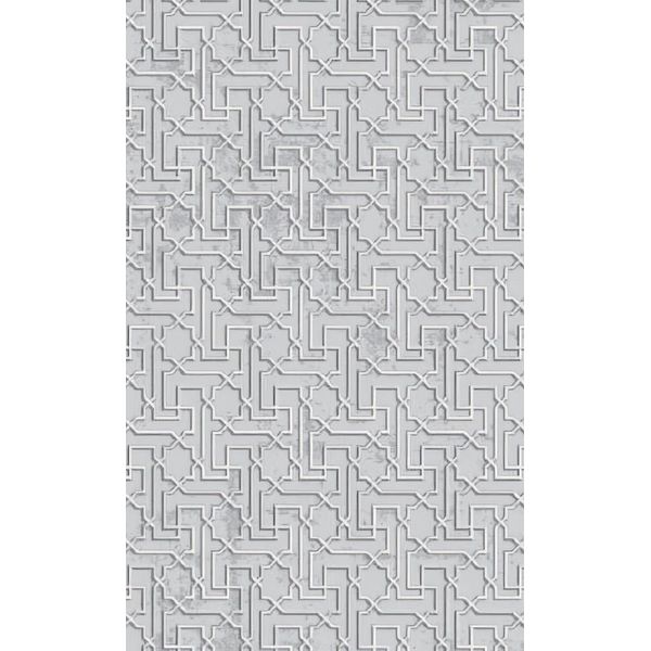 Tappeto Da Salotto Con Motivo Geometrico Astratto A Pelo Corto Grigio-image