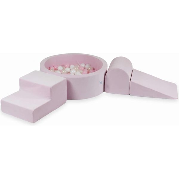 Parco Giochi In Schiuma Con Vasca Rotonda 90X30 Velvet Soft Light Pink + 200 Palline: Bianche, Rosa Chiaro, Opalescenti-image