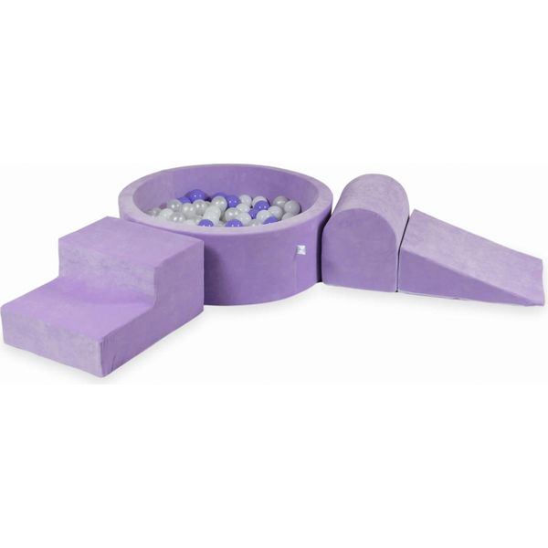 Parco Giochi In Schiuma Con Piscina Rotonda 90X30 Velvet Soft Purple + 200 Palline: Bianco, Madreperla, Erica-image