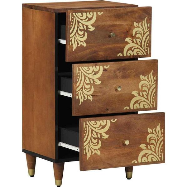 Vidaxl Credenza Con Ripiano Marrone 40 X 33,5 X 75 Cm In Legno Massiccio Di Mango-image