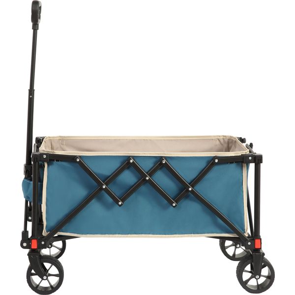 Sweiko Carrello Pieghevole, Carrello Pieghevole Con Ruote Per Tutti I Terreni, Carrello Da Giardino Resistente Con Maniglia Regolabile, Carrello Per Campeggio, Shopping, Pesca, Blu-image
