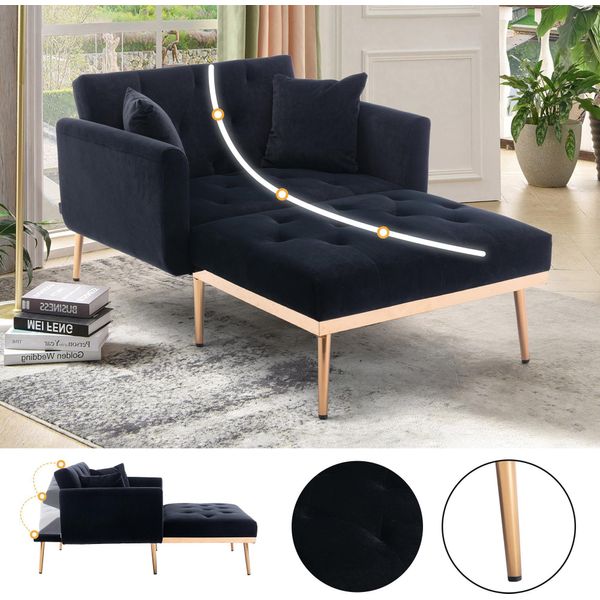 Sweiko Poltrona Stile Moderno, Schienale Regolabile Poltrona Reclinabile, Pieghevole Divano Sedia, Adatto Per Soggiorno Camera Da Letto Sala Studio Poltrona (Ferroso)-image