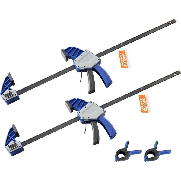 2X Morsetti Acciaio Al Carbonio Per La Lavorazione Del Legno 60,96 Cm - Morsetti A Barra Con Una Sola Mano Per Una Lavorazione Efficiente Del Legno-image
