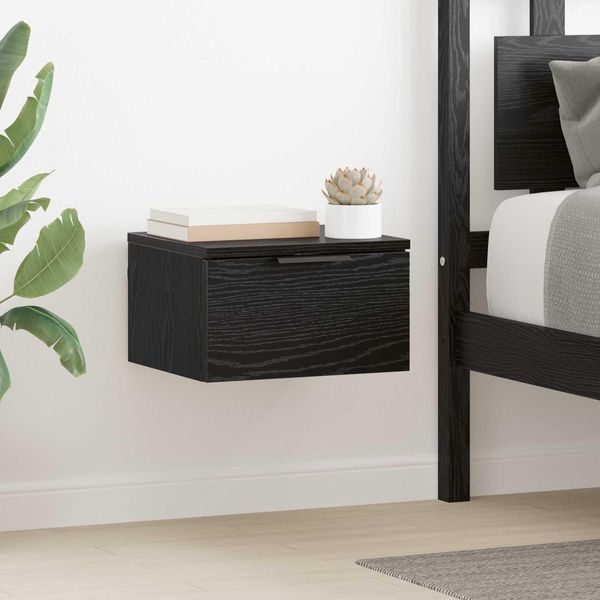 Vidaxl Comodino Look Rovere Nero 34 X 30 X 20 Cm Materiale A Base Di Legno-image