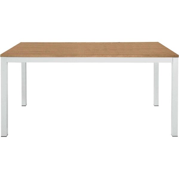 Milanihome.It - Tavolo Da Pranzo Moderno Di Design Allungabile Cm 80X140/200 Rovere Struttura Bianca Piano Naturale Per Sala Da Pranzodi Coloremarrone-image
