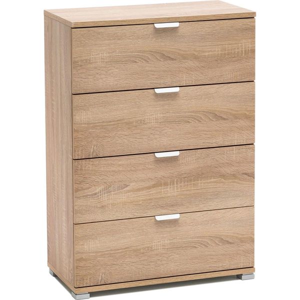 Milanihome.It - Cassettiera 4 Cassetti Per Soggiorno Cucina Bagno Fatto In Italia Cm 60X38X85 Hdi Coloremarrone Chiaro-image
