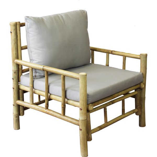 Milanihome.It - Poltrona Da Giardino In Bamboo Di Design Per Esterno Giardino Cm 70 L X 70 P X 80 Hdi Coloregrigio-image