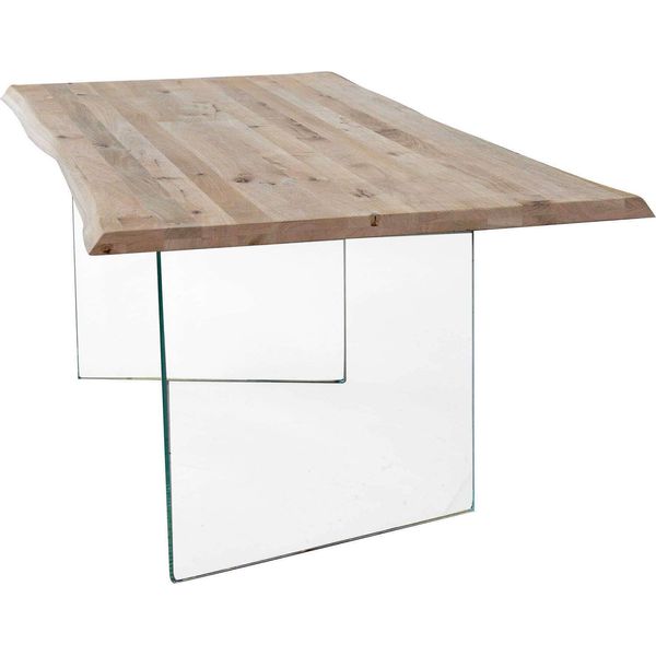 Milanihome.It - Tavolo Da Pranzo Moderno Di Design Cm 250X100 Struttura In Vetro Piano Massello Naturale Per Sala Da Pranzo Cucina Ristorantedi Coloremarrone-image