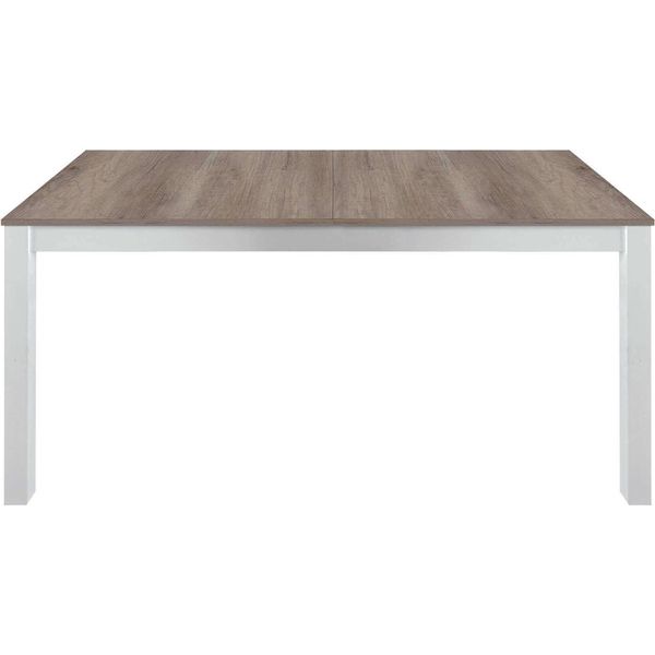 Milanihome.It - Tavolo Da Pranzo Moderno Di Design Allungabile Cm 90X160/203/246 Struttura Bianca Piano Tortora Per Arredo Casa Sala Da Pranzodi Coloremarrone-image
