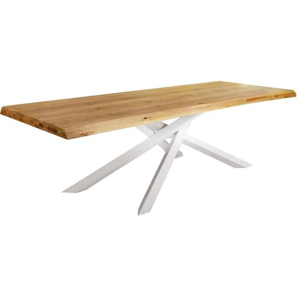 Milanihome.It - Tavolo Da Pranzo Moderno Piano In Rovere Gambe Incrociate Piano In Legno Design Contemporaneo, Cm 90X180X75 Hdi Coloremarrone-image