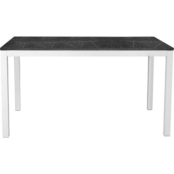 Milanihome.It - Tavolo Da Pranzo Allungabile In Metallo Bianco Con Piano Effetto Marmo Di Design Moderno, Cm 80X120/170X75 Hdi Coloregrigio Scuro-image