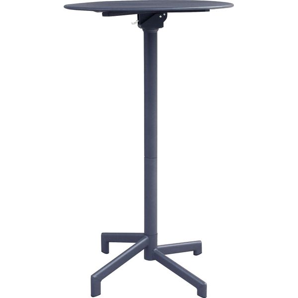 Milanihome.It - Tavolo Alto In Metallo Per Bar Da Esterno Giardino Con Piano Ribaltabile, Cm Diametro 60X102 H Colore Grigio Scurodi Coloregrigio Scuro-image