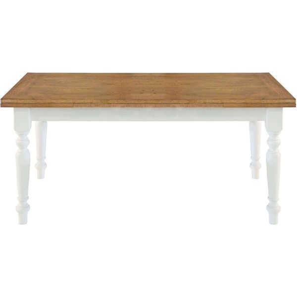 Milanihome.It - Tavolo Da Pranzo Moderno Di Design Allungabile Cm 85X160/200/240 Rovere Struttura Bianca Piano Naturale Per Sala Da Pranzodi Coloremarrone-image