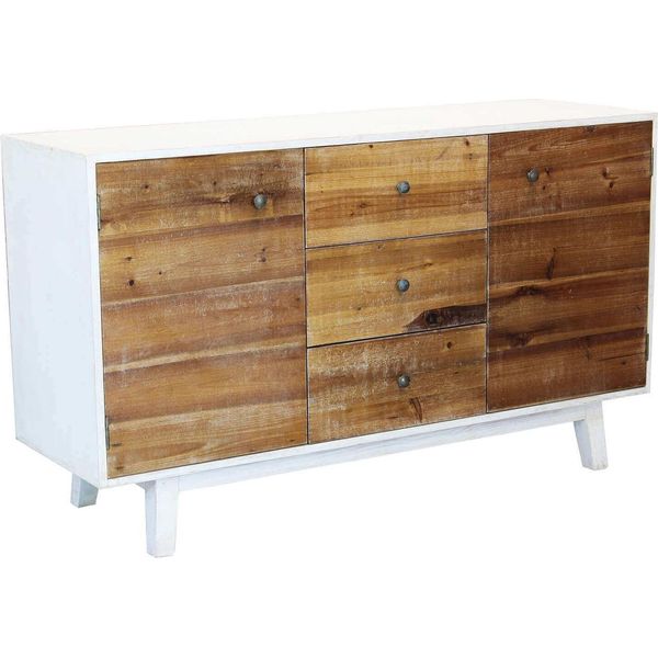 Milanihome.It - Madia A Due Ante In Legno Di Design Moderno Per Salotto Cucina Sala Da Pranzo Cm 142X45X83 Hdi Colorebianco-image