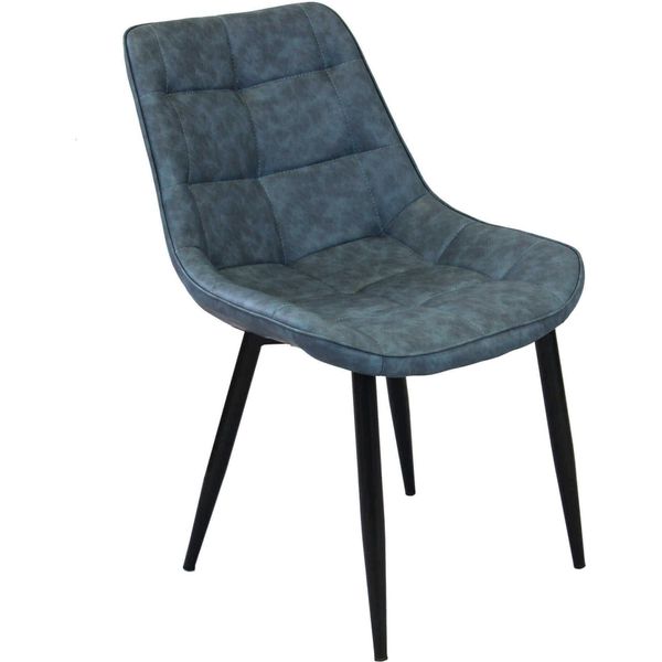 Milanihome.It - Poltrona Imbottita Per Sala Da Pranzo In Ecopelle Di Design Moderno Industrial Cm 59 X 51 X 82 Hdi Coloreblu-image