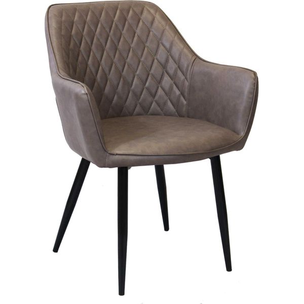 Milanihome.It - Poltrona Imbottita Per Sala Da Pranzo In Ecopelle Di Design Moderno Industrial Cm 56 X 60 X 87 Hdi Coloremarrone-image