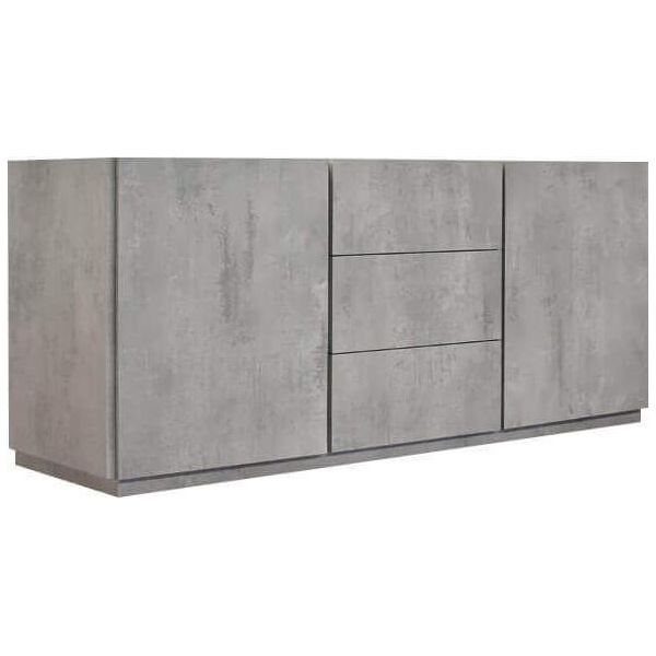Milanihome.It - Madia Moderna Con Ante Ammortizzate Di Design Moderno Industrial Cm 200 X 50 X 79 Hdi Colorecemento-image