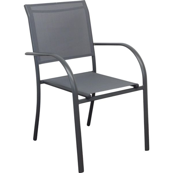 Milani Home - Poltrona Impilabile In Alluminio Con Seduta E Schienale In Textilene Cm 56 L X 63 P X 86 Hdi Coloreantracite-image