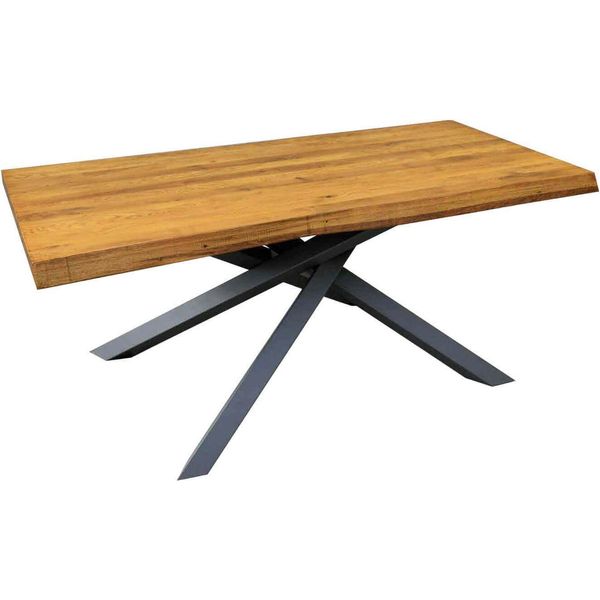 Milanihome.It - Tavolo Da Pranzo Moderno Piano In Rovere Gambe Incrociate Piano In Legno Design Contemporaneo, Cm 100X250X75 Hdi Coloremarrone-image