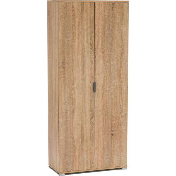 Milanihome.It - Armadio Due Ante 180 Per Soggiorno Cucina Bagno Fatto In Italia Cm 75X38X174 Hdi Coloremarrone Chiaro-image