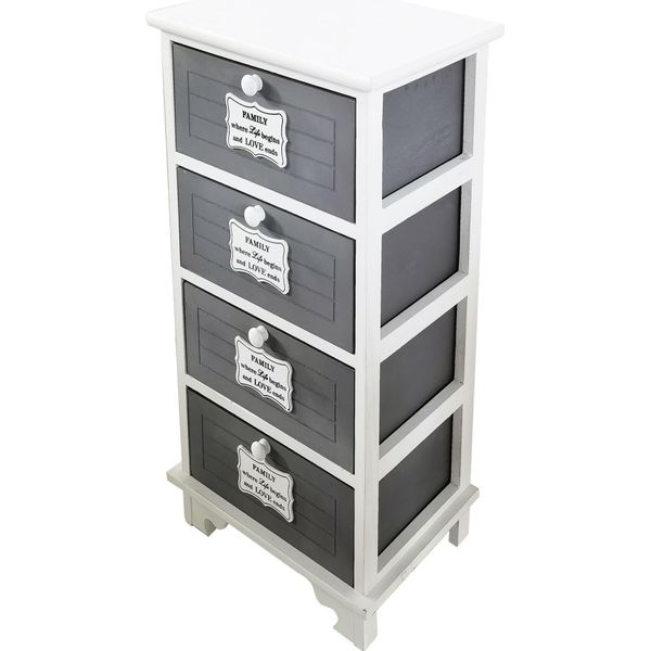 Milani Home - Mobiletto In Legno Con 4 Cassetti Cm 37 L X 28 P X 73 Hdi Coloregrigio Scuro-image
