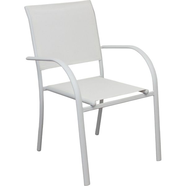 Milani Home - Poltrona Impilabile In Alluminio Con Seduta E Schienale In Textilene Cm 56 L X 63 P X 86 Hdi Colorebianco-image
