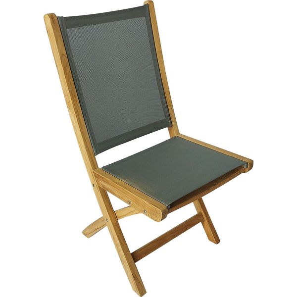 Milani Home - Sedia Pieghevole In Teak E Textilene Cm 48 L X 55 P X 89 Hdi Coloremarrone Chiaro-image