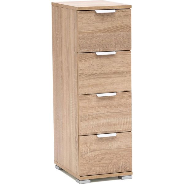 Milanihome.It - Cassettiera 4 Cassetti Per Soggiorno Cucina Bagno Fatto In Italia Cm 27X38X85 Hdi Coloremarrone Chiaro-image