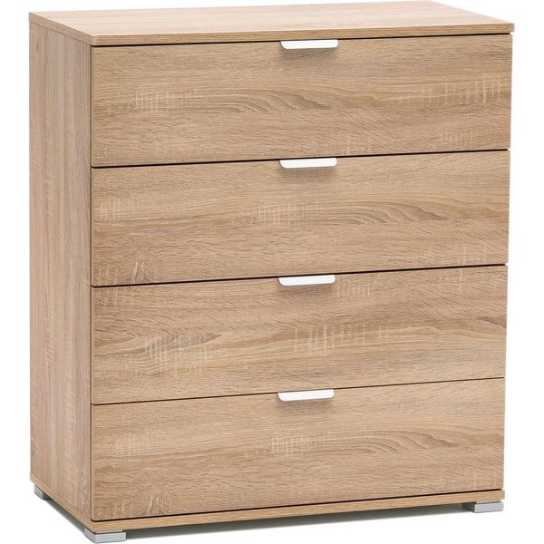 Milanihome.It - Cassettiera 4 Cassetti Per Soggiorno Cucina Bagno Fatto In Italia Cm 75X38X85 Hdi Coloremarrone Chiaro-image