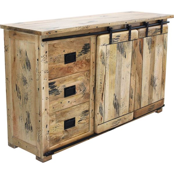 Milanihome.It - Madia Legno Di Mango Di Design Moderno Industrial Cm 150X45X90 Hdi Coloremarrone-image