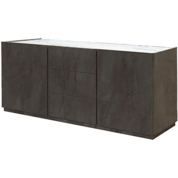 Milanihome.It - Madia Moderna Con Ante Ammortizzate Di Design Moderno Industrial Cm 200 X 50 X 79 Hdi Coloreantracite-image