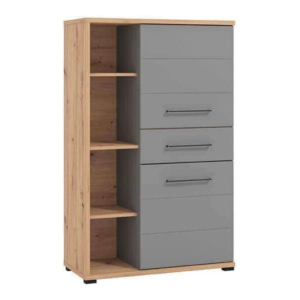 Milanihome.It - Credenza Due Ante Un Cassetto Moderno In Legno Di Design Moderno Industrial Cm 89,5 X 40 X 141,5 Hdi Coloregrigio-image