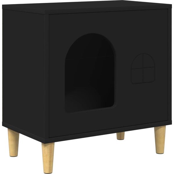 Vidaxl Casetta Per Gatti Nera 51 X 30 X 52 Cm Materiale A Base Di Legno-image