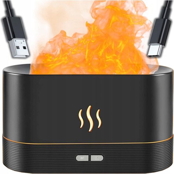 Umidificatore Con Effetto Fiamma Led Diffusore Aromi Ultrasuoni Firemist-image