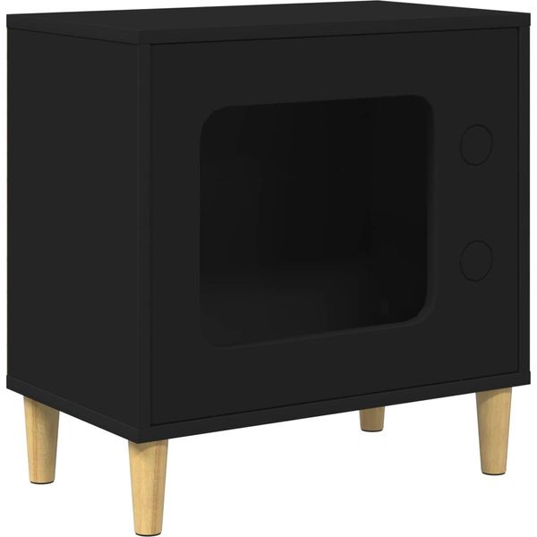 Vidaxl Casetta Per Gatti Nera 51 X 30 X 52 Cm Materiale A Base Di Legno-image