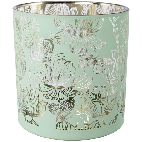 Kerzenhalter Creativ Home "Windlicht", Mint, H:15Cm Ø:15Cm, Kerzenhalter, Kerzenhalter, Mit Floralem Motiv-image