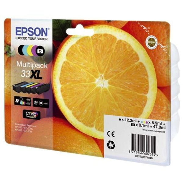 Epson 33XL Multipack - Confezione Da 5 Pezzi - Nero, Giallo, Ciano, Magenta, Nero Fotografico - Originale - Confezione In Blister - Confezione Di Inchiostro-image