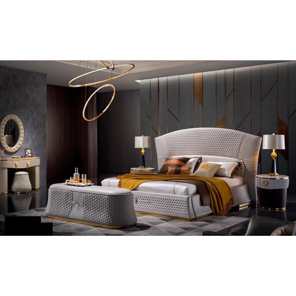 Letto + 2X Comodino 3 Pezzi Camera Da Letto Design Moderno Lusso Classico Mobili-image