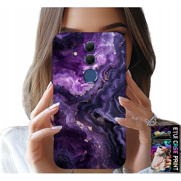 Custodia Per Huawei Mate 20 Lite - Moda Donna Marmo Viola + Vetro-image