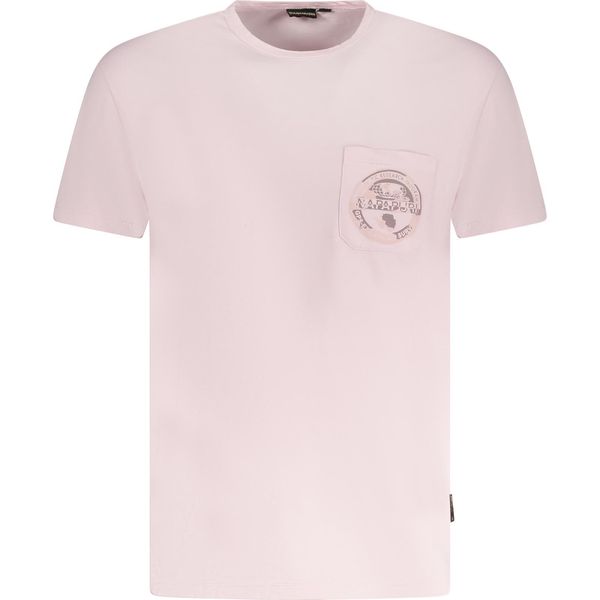 T-Shirt Rosa Da Uomo: Manica Corta, Scollo Rotondo, Con Taschino Sul Petto E Stampa-image