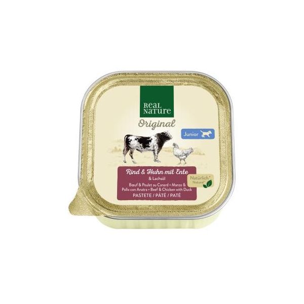 Real Nature Nourriture Humide Chien, Junior, BœUf Et Poulet Avec Canard 34X100 G-image
