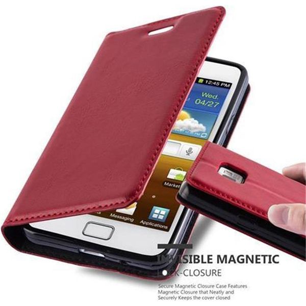 Cadorabo Custodia Per Samsung Galaxy S2 / S2 Plus Custodia Protettiva In Rosso Custodia Per Cellulare Cover Chiusura Magnetica-image