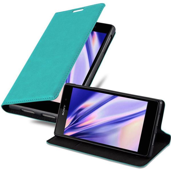 Cadorabo Cover Per Sony Xperia Z1 Cover Protettiva In Turchese Custodia Per Cellulare Cover Chiusura Magnetica-image