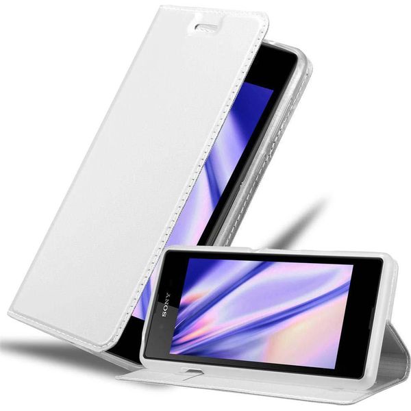 Cadorabo Custodia Per Cellulare Per Sony Xperia E3 Custodia Protettiva In Argento Cover Etui Book Case Booklet-image