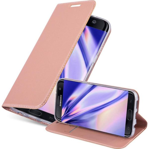 Cadorabo Custodia Per Cellulare Per Samsung Galaxy S7 Edge Custodia Protettiva In Rosa Cover Etui Book Case Booklet-image