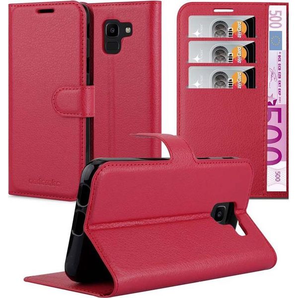 Cadorabo Custodia Per Samsung Galaxy J6 2018 Custodia Protettiva In Rosso Custodia Per Cellulare Cover Chiusura Magnetica-image