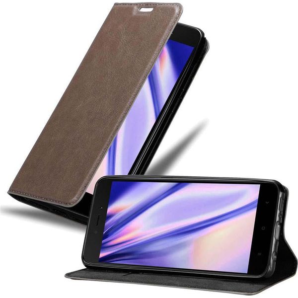 Cadorabo Custodia Per Xiaomi Redmi 5A Cover Protettiva In Marrone Custodia Per Cellulare Cover Chiusura Magnetica-image