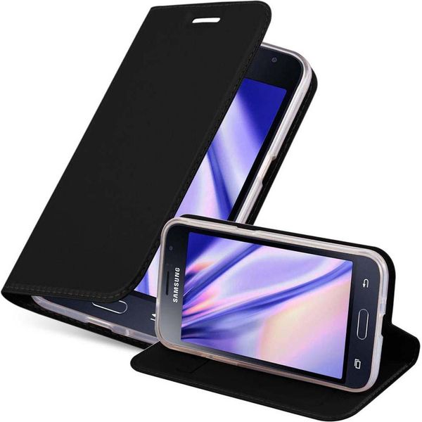Cadorabo Custodia Per Cellulare Per Samsung Galaxy J1 2015 Custodia Protettiva In Nero Cover Etui Book Case Booklet-image