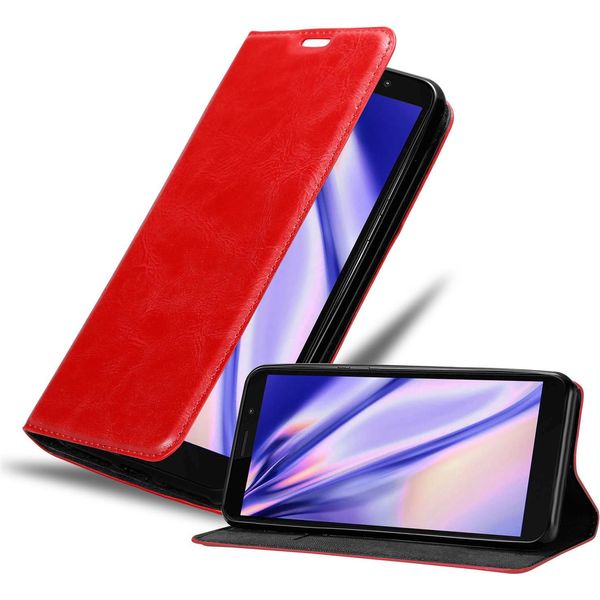 Cadorabo Custodia Per Motorola Moto E6 Play Custodia Protettiva In Rosso Custodia Per Cellulare Custodia Cover Chiusura Magnetica-image