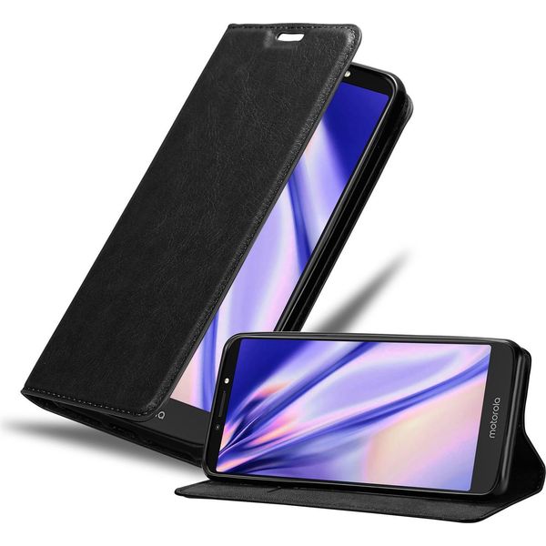 Cadorabo Custodia Per Motorola Moto E5 Plus Cover Protettiva In Nero Custodia Per Cellulare Cover Chiusura Magnetica-image